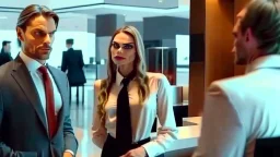 creepy looking man flirts and scares female hostess at entrance of exclusive airport lounge