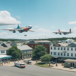 kingston town with planes flying around