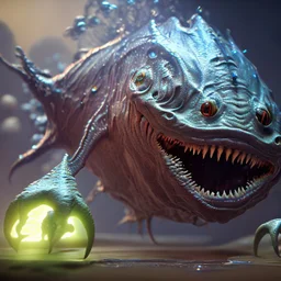 fluid ink angler fish creature, unreal engine 5, 8k resolution, photorealistic, ultra detailed