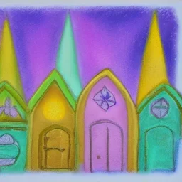  pastel colors, abstract art, fairies houses in the nature