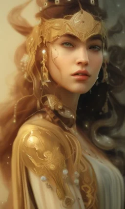 Arab princess , cute, beautiful, long hair, wavy hair, black eyes, head and shoulders portrait, cinematic, 8k, resolution concept art portrait by Greg Rutkowski, Artgerm, WLOP, Alphonse Mucha dynamic lighting hyperdetailed intricately detailed