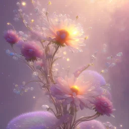 one big crystal subtle flower in a galactic ambiance with a beautiful fairy, transparent petals, delicate colors, in the foreground, full of details, smooth，soft light atmosphere, light effect，vaporwave colorful, concept art, smooth, extremely sharp detail, finely tuned detail, ultra high definition, 8 k, unreal engine 5, ultra sharp focus