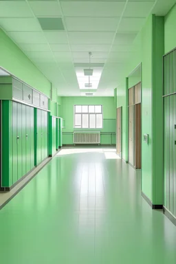 salón de primaria amueblado con color verde pastel