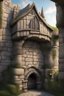 fantasy medieval wall with balcony