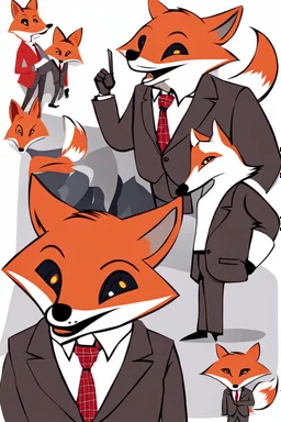 Fox character dressed in suits