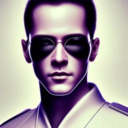 A beautiful portrait of man neo in the matrix, high key lighting, volumetric light high details psychedelic background