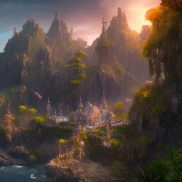 Mysterious island, zoomed out view, cinematic lighting, intricate details, ultra realistic style, 8k resolution