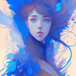 Beautiful teen princess, blue outlines, highly detailed, intricate motifs, organic tracery, perfect composition, digital painting, artstation, concept art, smooth, sharp focus, illustration, Carne Griffiths, pixar, Victo ngai, Jean Baptiste Monge, shiny aura, Dan witz