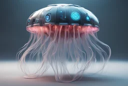 futuristic AI jellyfish full robot with high detail and very neat features
