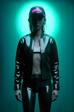 Ultra Realistic image, 25 years old brunette woman, portrait, small stature, small chest, yakuza full body tattoo, transparent latex coat, rain, fog, hot, dark, leds, neon, cyberpunk, vibrant color, highly detailed, art stations, concept art, smooth, unreal engine 5, god rays, ray tracing, RTX, lumen lighting, ultra detail, volumetric lighting.