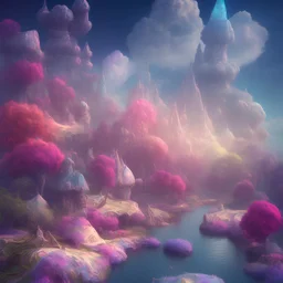 6. Create a surreal and dreamlike landscape with floating islands and colorful skies