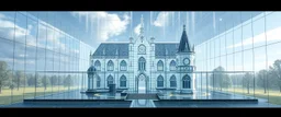 see through plan of castle church with transparent glass walls