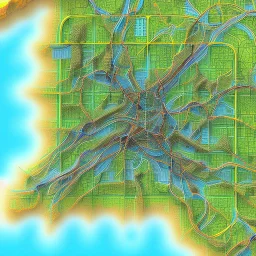 a 3d partially transparent map with roads and highways, and colored pins positioned throughout the map, highly detailed, intricate design, smooth, realistic render