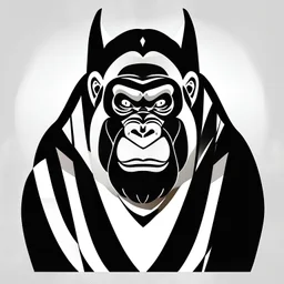 A flat vector icon of a Gorilla Samurai, black and white on a white background