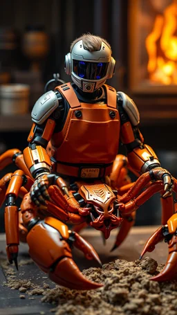 full figure Gordon Ramsey as a scorpion robot