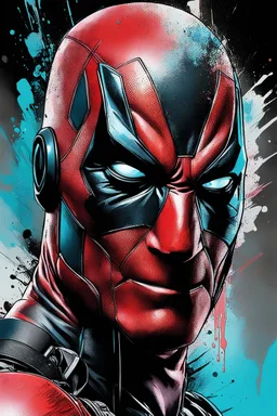Poster in two gradations, split in half, one side "deadpool", other side "wolfverine", midline of the face, painting by Yoji Shinkawa, solid, pastel and splash colours, detailed iridescent, metallic, translucent, dramatic lighting, hyper futuristic, digital art,