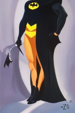 Full body portrait, painting, medium shot lady style of Batman: The Animated Series