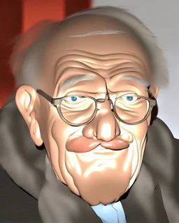 old man wearing glasses, simple 3d animation
