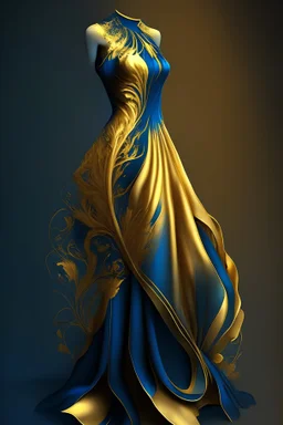 Golden dress with blue end