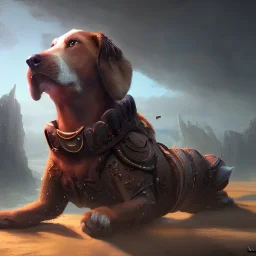 dog, soft, big, wearing shoes in his feet, detailed matte painting, deep color, fantastical, intricate detail, splash screen, complementary colors, fantasy concept art, 8k resolution trending on Artstation Unreal Engine 5, no-signature, no-watermark