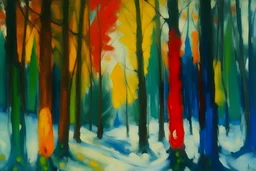 A winter forest with ice spirits painted by Alexej von Jawlensky
