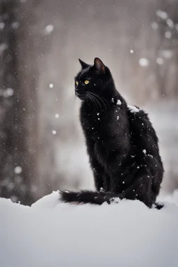eine schwarze katze im schnee