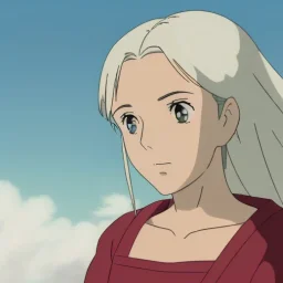 A girl with white hair and red eyes