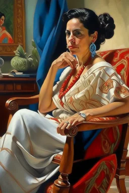 cuban woman painting sitting in chair neoclassism