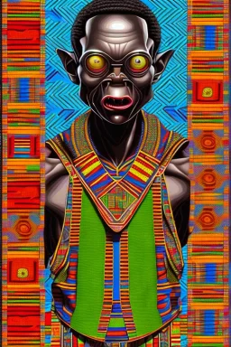 smeagol in Kente cloth, cinematic, ghana colours, african pattern, engraved, high detail