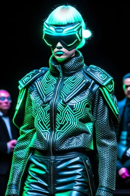 Kryptonian Diamond emblem on a fashion runway cyberpunk clothes style without cape