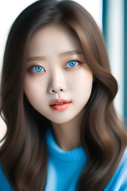 cute korean girl with brown hair and blue eyes