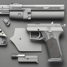 pistol, grey background