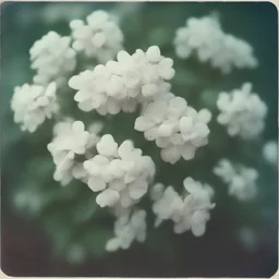 Strange white lilac flower with basic red dots, autochrome