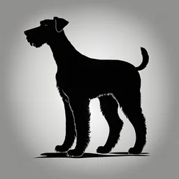 Create a black colour silhouette of Airedale Terrier dog.