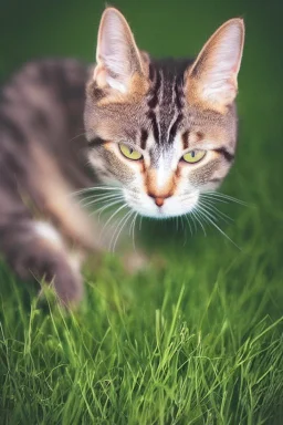 Can you imagine a world where even cats can explore the vastness of space? Well, behold the image of a feline astronaut enjoying a snack of grass while floating among the stars. Let your imagination run wild as you picture this cosmic kitty, and who knows, maybe one day we'll see it become a reality! Make sure the cat is enjoying some grass!