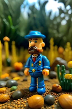 A playmobil figure in the style of vincent van gogh