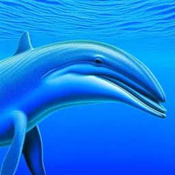 a hyper realistic illustration of a Dolphin, detailed, using three colors blue. ocean background.