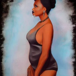 Full body portrait, painting, medium shot lady VintageBaddie