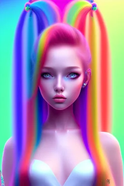 girl, cute, beautiful, long hair, rainbow hair