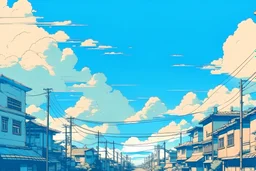clear sky in old anime style