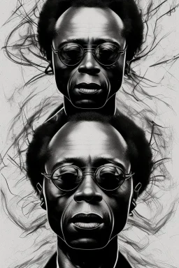 Miles Davis portrait, 8k resolution, detailed skin, detailed hair, r_drawings_rene, scribble, scribble drawing, scribble art, deviantart, rdrawings25