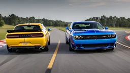 Dodge Challenger Hellcat As Bugatti Chiron Ultimately Tuned , 4k, photorealistic, Cinematic, rear view