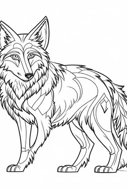 coloring page for kids, wolf, cartoon style, thick outline, low details, no shading, no color