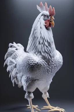 chicken completely made of square cubes, full body portrait, full white, meticulously intricate perfectly symmetrical extremely detailed, full body and melting details, dramatic pose, portrait, pixiv daily ranking, pixiv, extreme depth of field, artstation, sculpture style, spectacular details, volumetric lighting, masterpiece, cinematic, Hollywood production, 8k resolution high definition, max octane render, vivid colors, max resolu