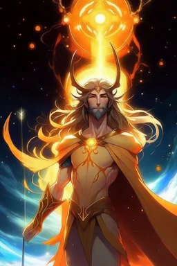 warm hair summer radiant warmth proud Eladrin Male antlers beard druid of the stars