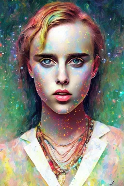 Danish singer MØ face , impressionism,