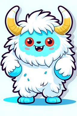 fantasy cartoon style illustration: small little cute yeti creature.