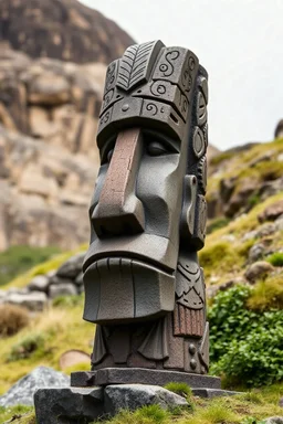 A Moai statue in the style of The Dark Crystal