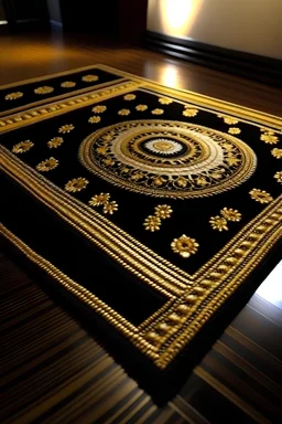 Big rectangular carpet with an embossed golden crest