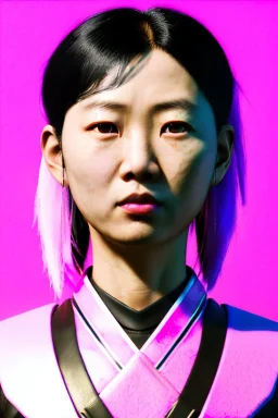 portrait, Asian cyborg woman, samurai warrior :: symmetry photography, cyberpunk style, pink hair, black samurai army, katana, japanese traditional ornaments, pink, white, black, glow eyes, cinematic, Ultra realistic, dark scene, soft color, highly detailed, unreal engine 5, RTX, ultra detail, 3d, finely drawn, high definition.